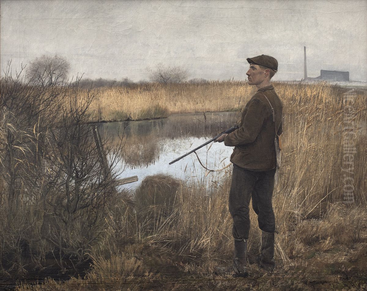 Jaegeren i mosen Oil Painting by Laurits Andersen Ring
