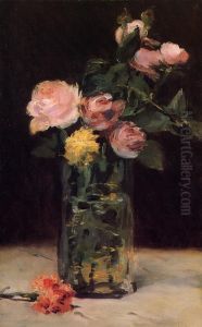 Roses dans un vase de verre