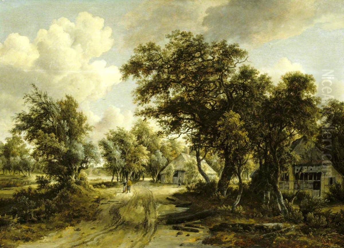 Cottage beside a Track through a Wood Oil Painting by Meindert Hobbema
