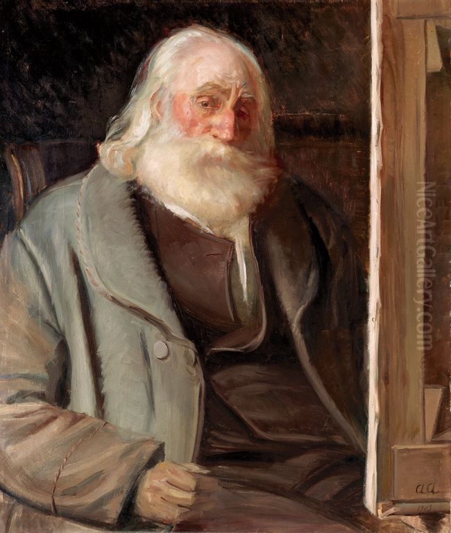 Kyhn in his studio Oil Painting by Anna Ancher