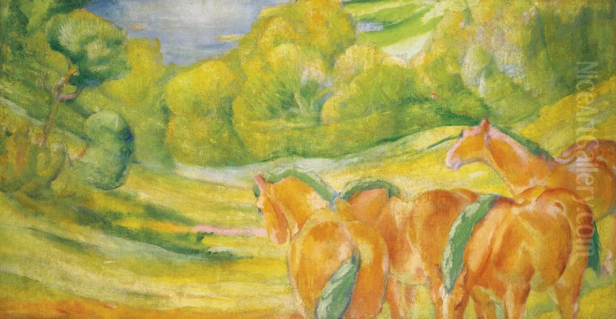 Grosse Landschaft I Oil Painting by Franz Marc
