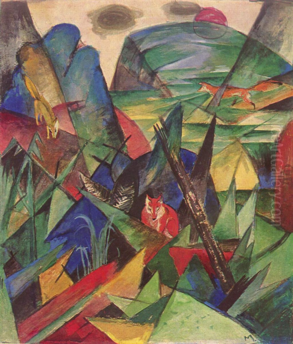 Fuchse Oil Painting by Franz Marc