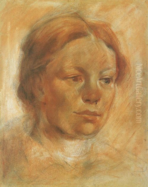 Girl's Head Oil Painting by Franz Marc