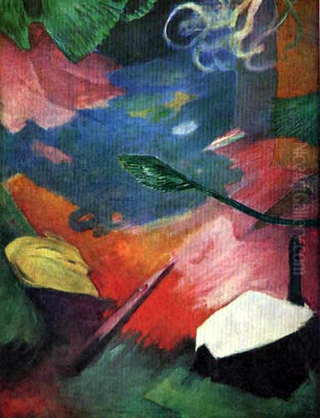 Deer in the woods I Oil Painting by Franz Marc