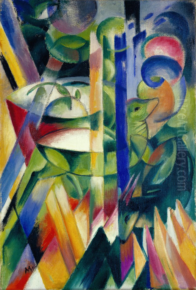 The Little Mountain Goats Oil Painting by Franz Marc