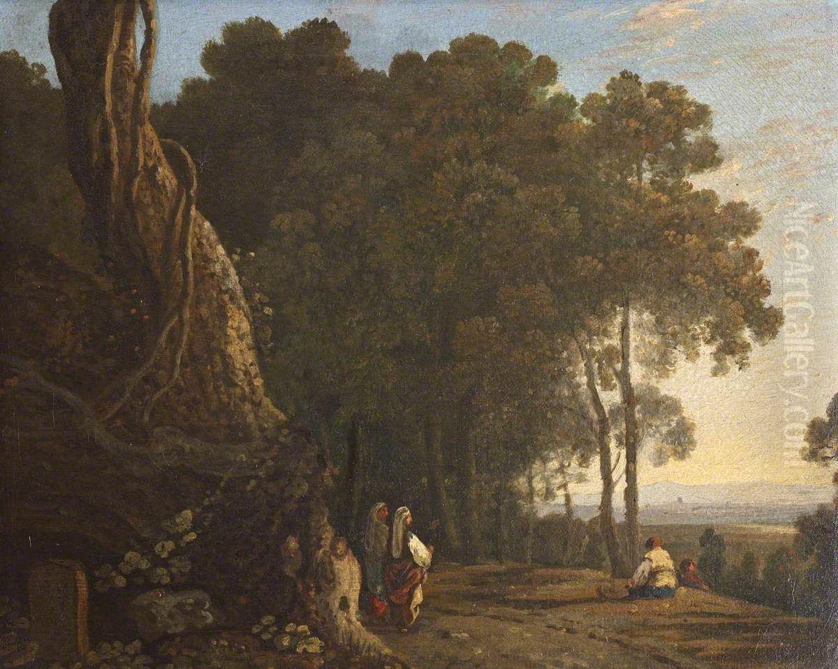 Gypsies at the Entrance to a Wood Oil Painting by Richard Wilson