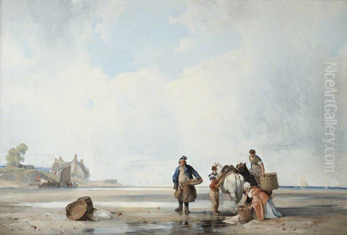 Coastal Scene of Northern France Oil Painting by Richard Parkes Bonington