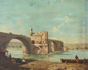 View of Le Pont St Benezet, Avignon, France