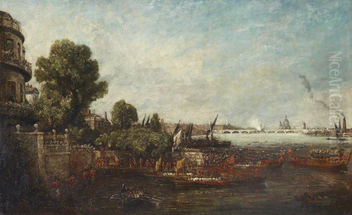 the Opening of Waterloo Bridge, 1817 Oil Painting by John Constable