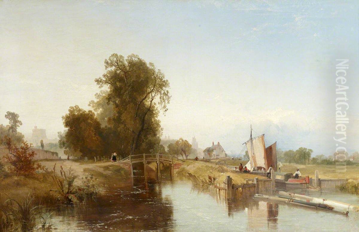 The Old Lock, Windsor Oil Painting by James Baker Pyne