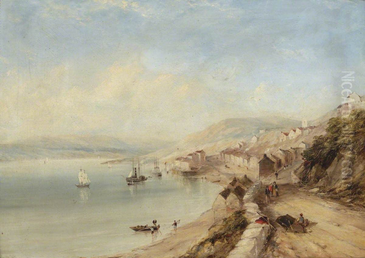 Lakeside Village Oil Painting by James Wilson Carmichael