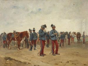 French Cavalry Standing by their Mounts