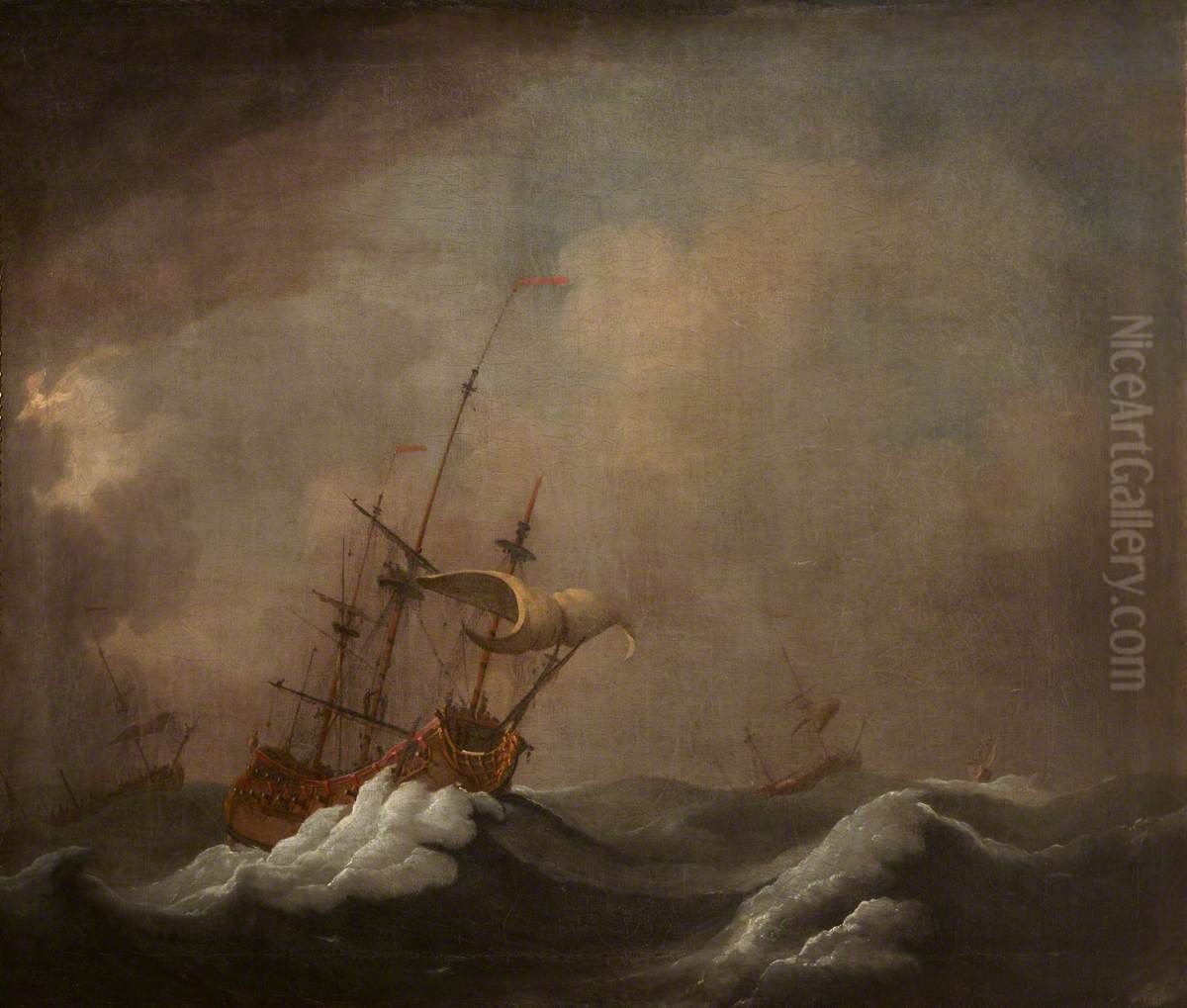 Stormy Seascape Oil Painting by Peter Monamy