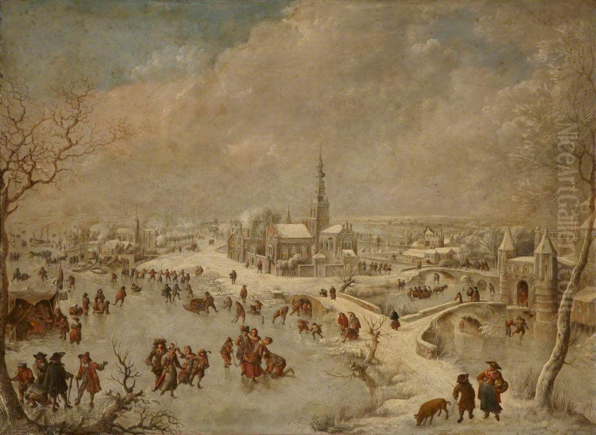 Winter Scene Oil Painting by Jan Griffier I
