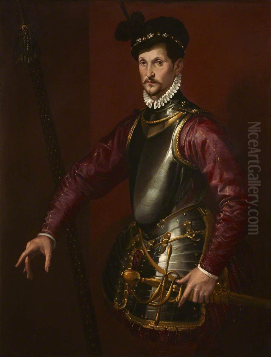 An Unknown Soldier in Armour Oil Painting by Bartolomeo Passarotti