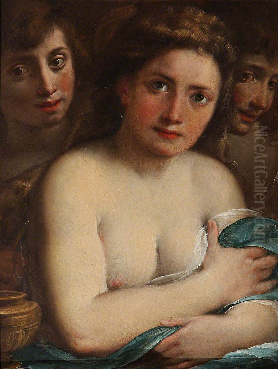 Mary Magdalen with Saint John the Baptist and an Angel Oil Painting by Giulio Cesare Procaccini