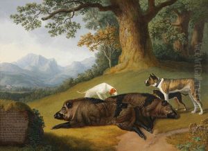 Two Views of a Dead Boar with a Mastiff and two other Dogs