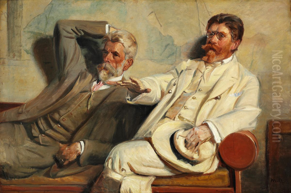 Art critics. Study Oil Painting by Michael Peter Ancher