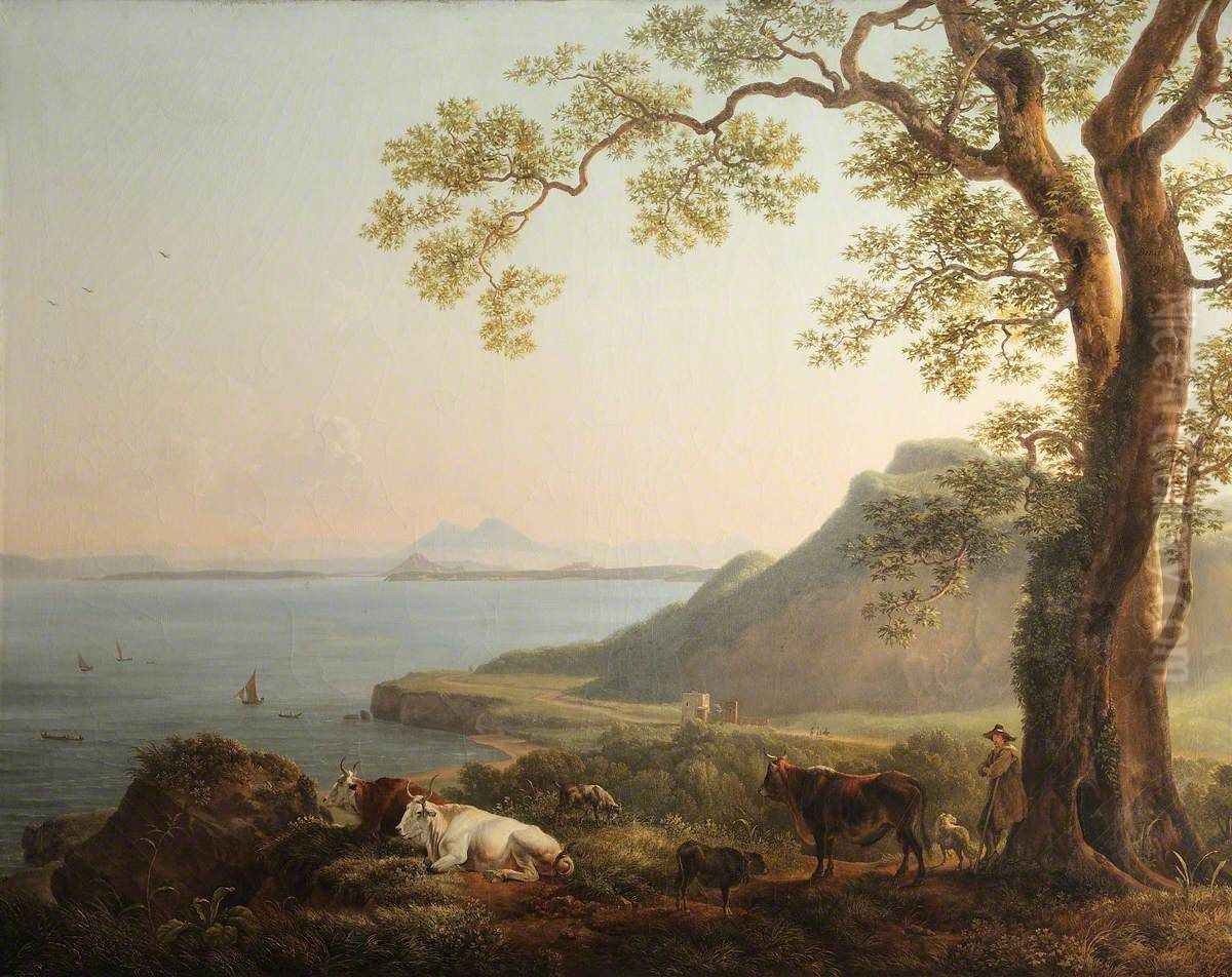 A View from Ischia over the Canale di Procida Oil Painting by Simon Denis