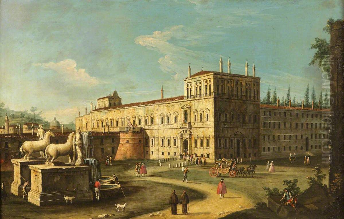 Monte Cavallo and the Quirinal Palace, Rome Oil Painting by Canaletto