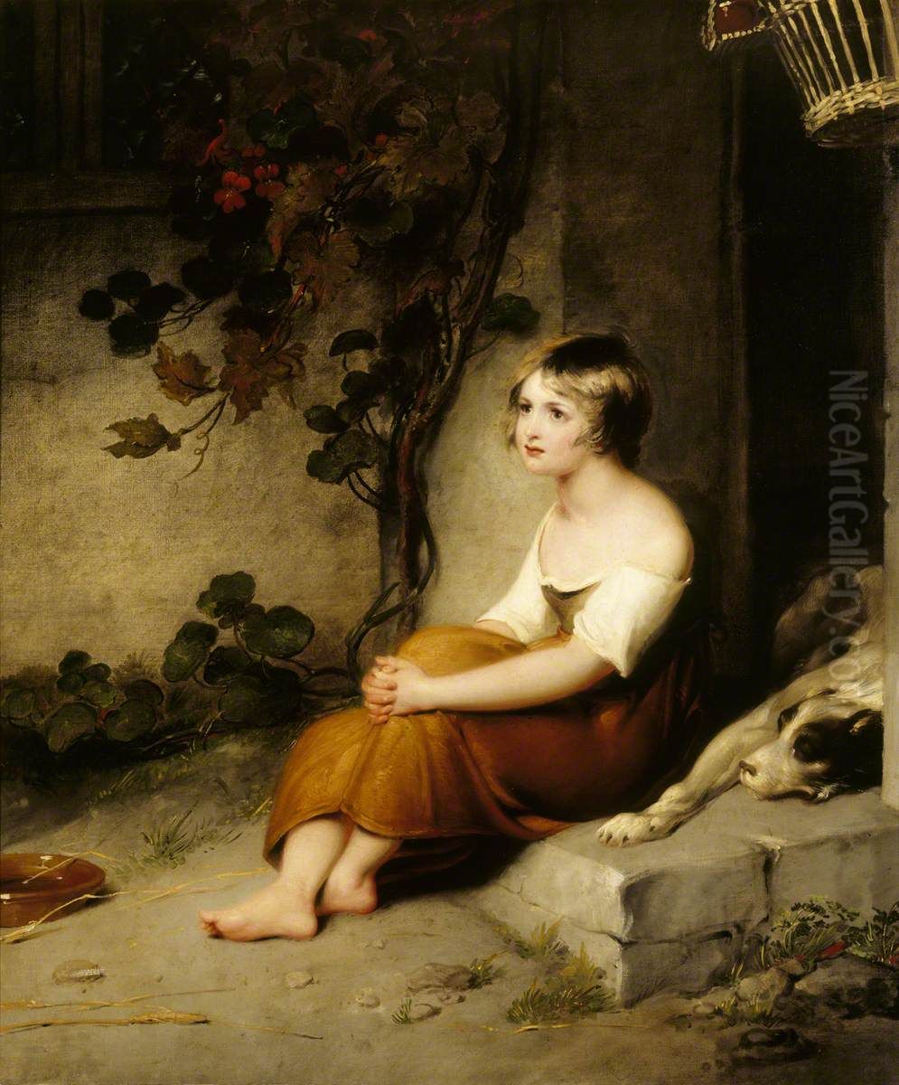 A Child at a Cottage Door Oil Painting by Richard Westall