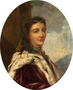 Henrietta Georgiana Marcia Lascelles Iremonger, Lady Chatterton (1806-1876), seated in an interior at Baddesley Clinton
