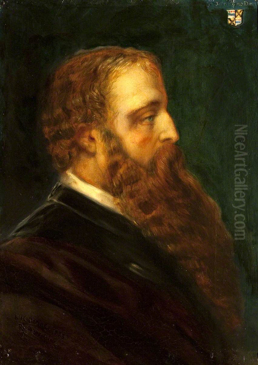 Edward Heneage Dering (1826-1892), in profile to the right Oil Painting by Rebecca Dulcibella Orpen
