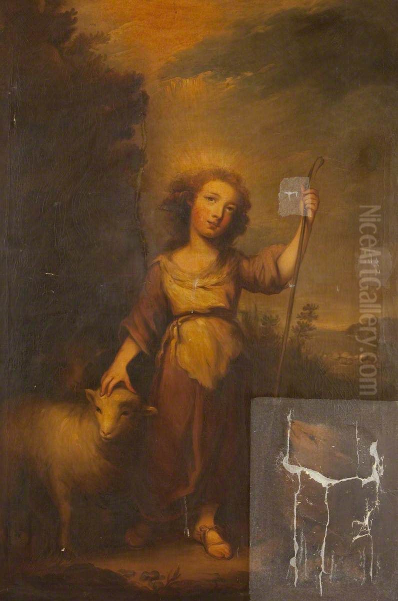 Christ as the Good Shepherd (after Murillo) Oil Painting by Rebecca Dulcibella Orpen
