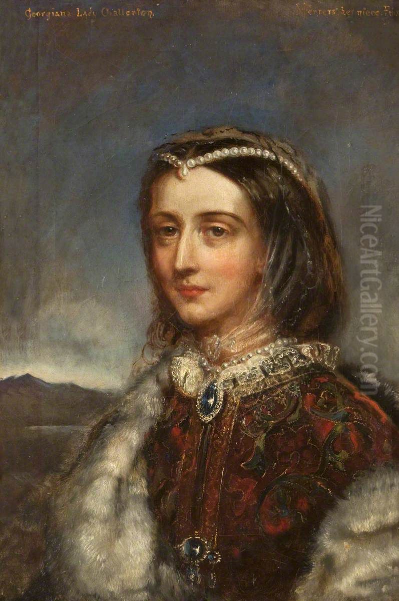 Henrietta Georgiana Marcia Lascelles Iremonger, Lady Chatterton (1806 - 1876), Mrs Edward Heneage Dering Oil Painting by Rebecca Dulcibella Orpen