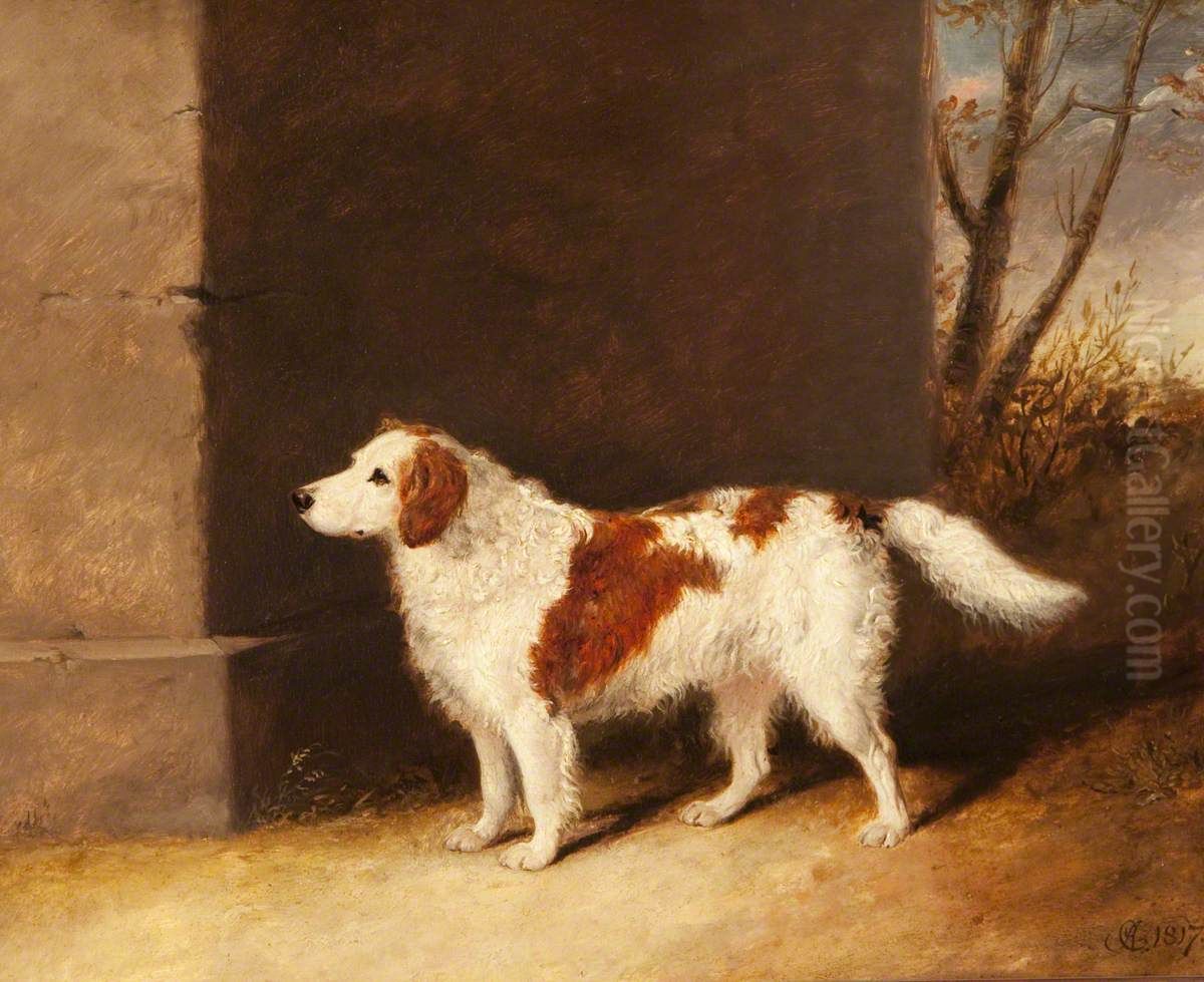 The Favourite Dog of Lord Charles Vere Ferrers Townshend (1785-1853) Oil Painting by Abraham Cooper