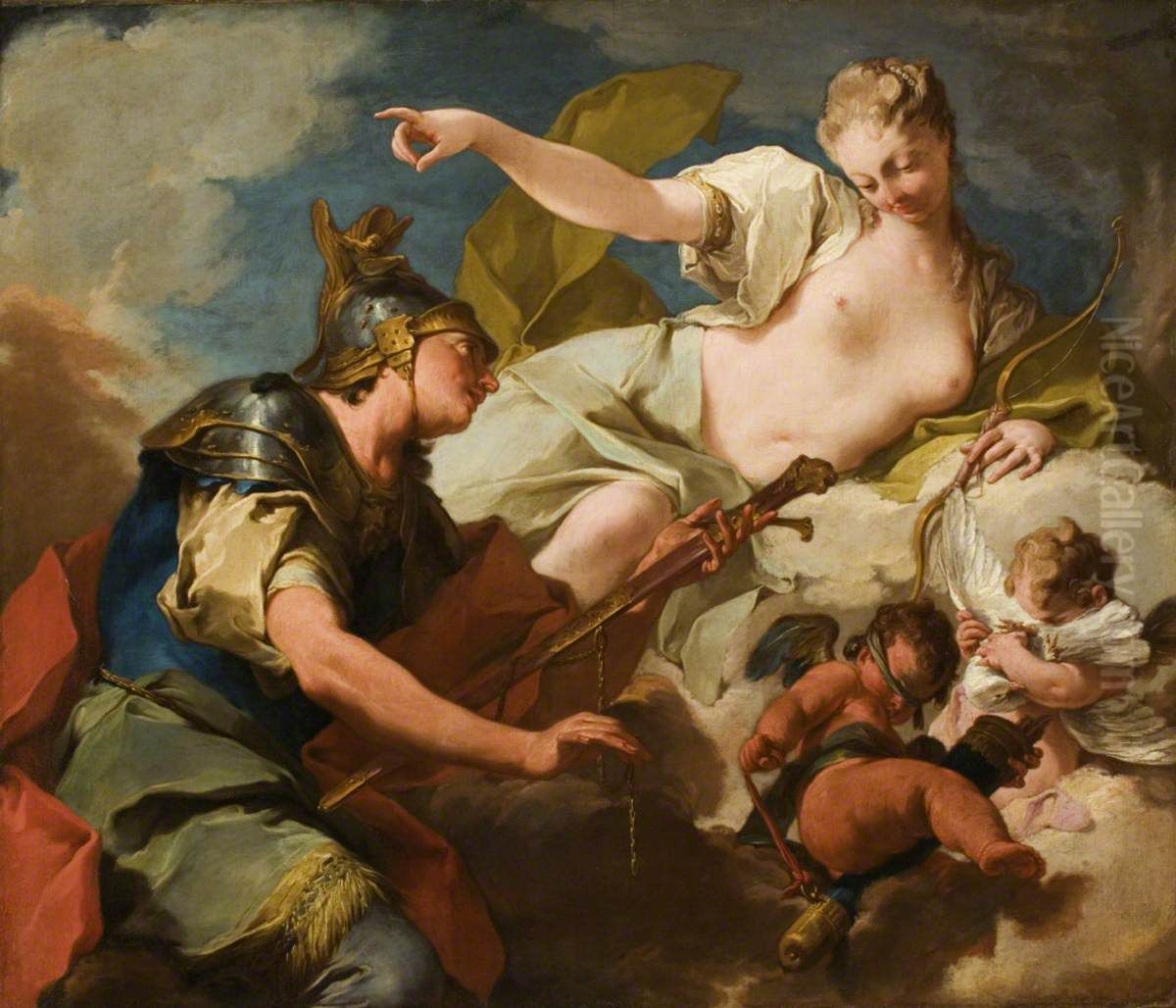 Venus giving Arms to Aeneas Oil Painting by Giambattista Pittoni