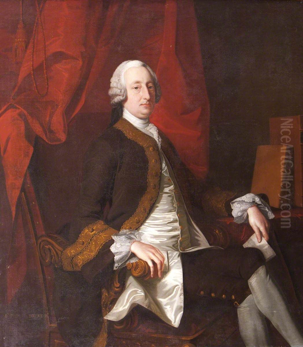 Lieutenant-General, Sir Thomas Drury, Bt of Overstone (1712-1759) Oil Painting by Thomas Hudson