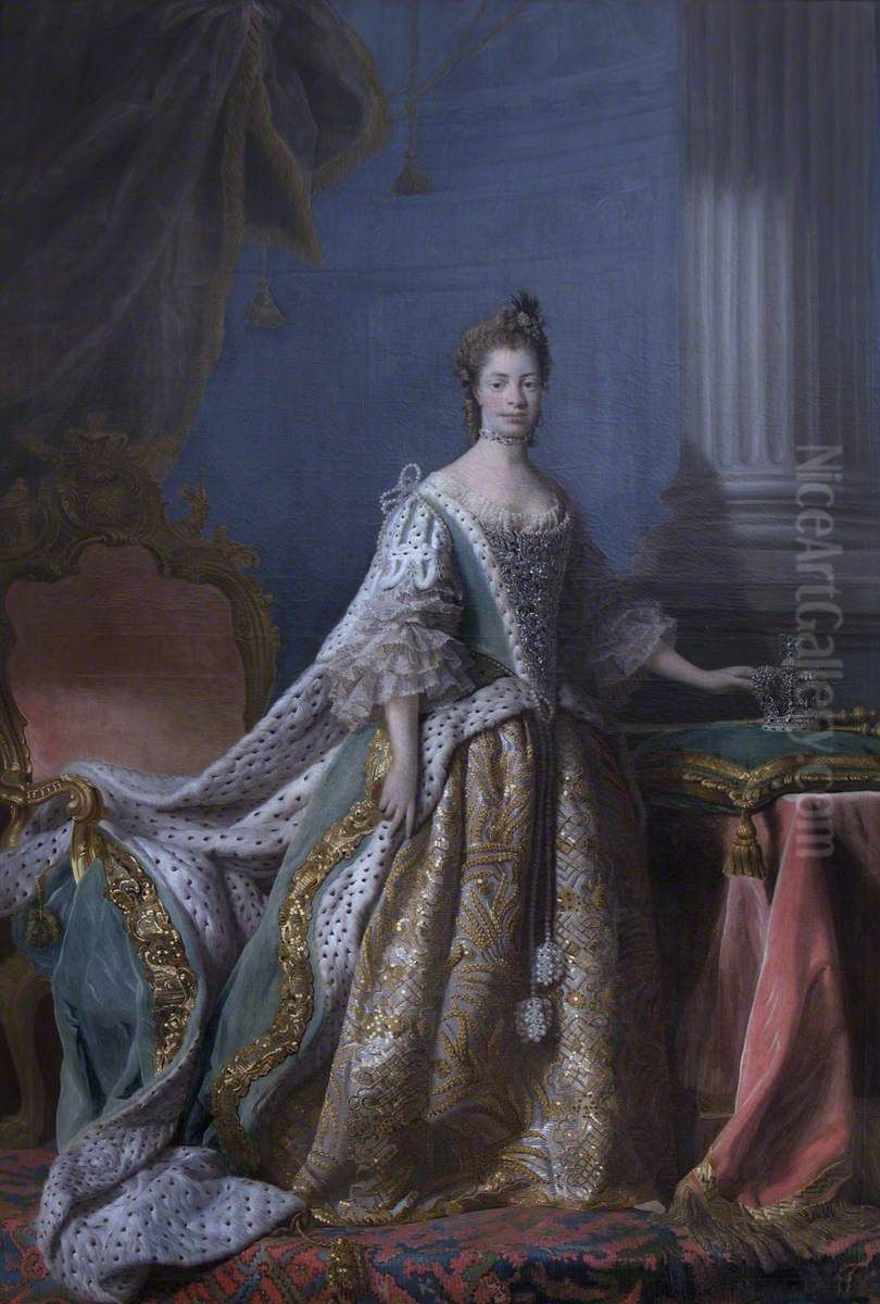 Queen Charlotte (of Mecklenburg-Strelitz) (1744-1818) Oil Painting by David Martin