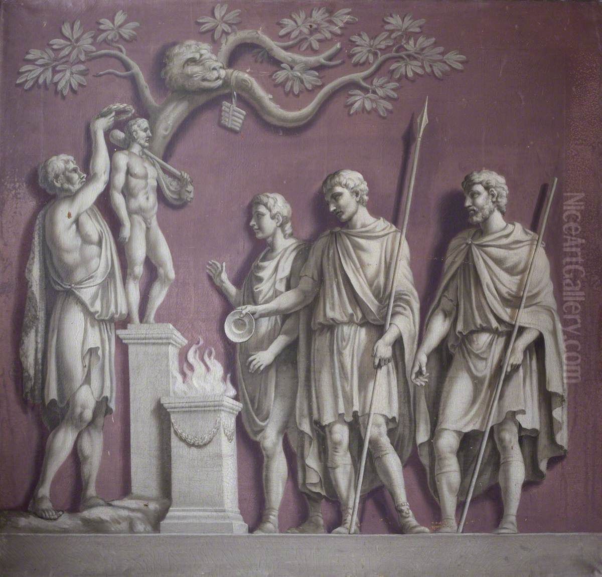 Figures crowning a Statue of Hercules (from the Arch of Constantine) Oil Painting by Francis Hayman