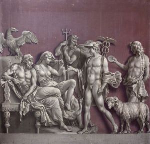 Mercury delivering a Message to Jupiter and Juno with Neptune in attendance (from an Antique Relief in the Museo Angelonio)