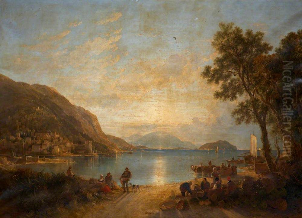 On an Italian Lake (possibly Garda) Oil Painting by Augustus Wall Callcott
