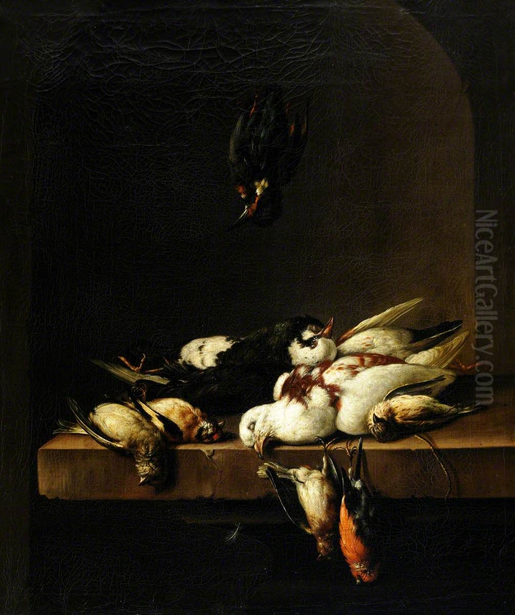 Still Life with Dead Birds Oil Painting by Joris van der Haagen or Hagen