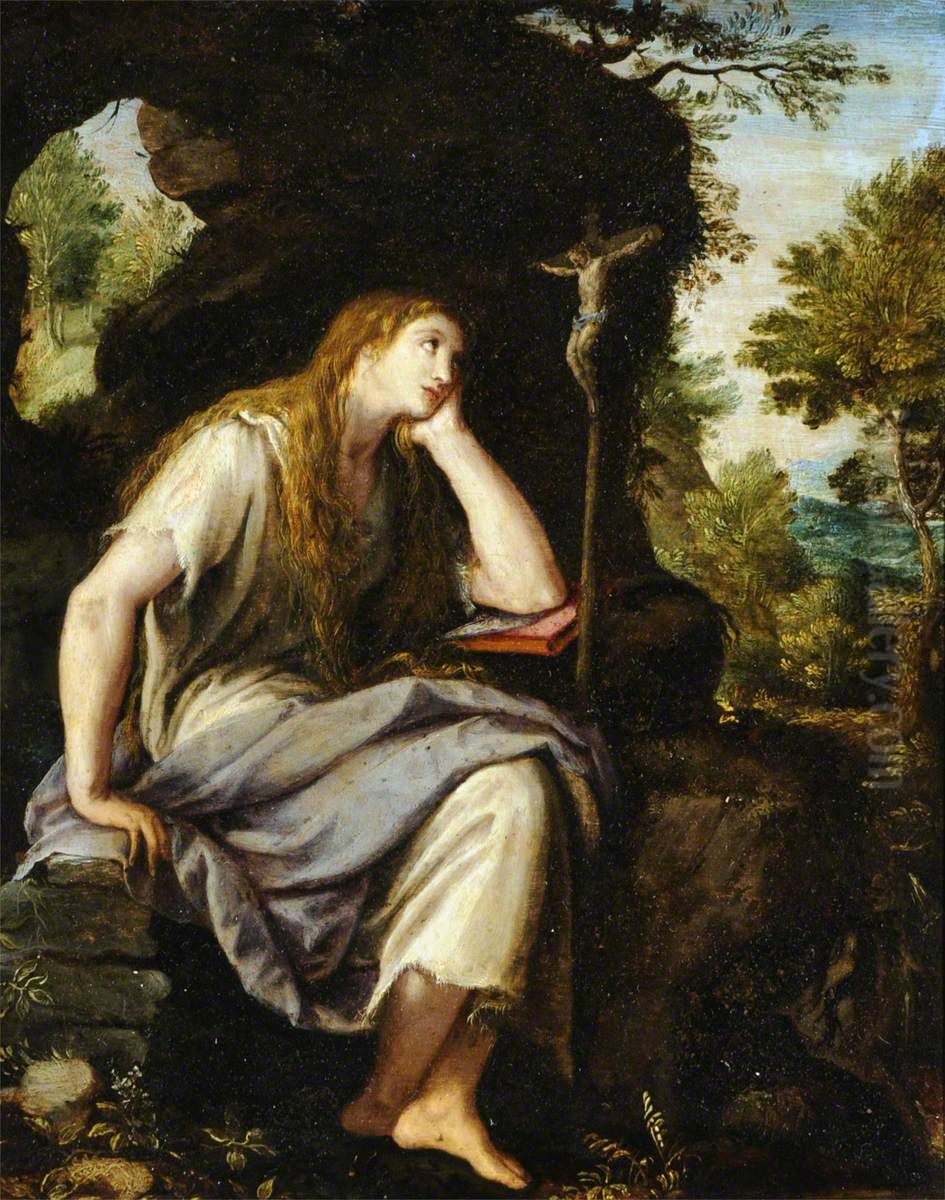 The Penitent Magdalen in the Wilderness Oil Painting by Alessandro Allori