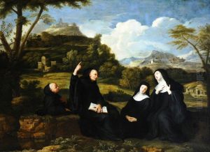 Saint Benedict and Saint Scholastica and Two Companions in a Landscape
