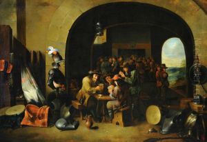 Soldiers playing with Cards in a Guardroom