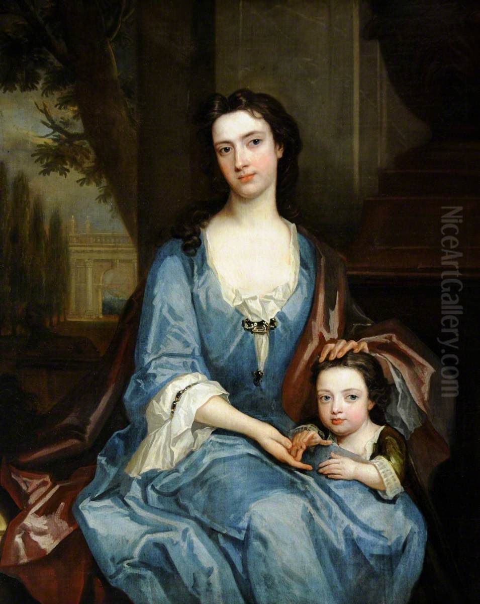 The Hon. Catherine Crewe, Lady, Harpur (1682-1745) with a Young Child, probably her Eldest Son, later Sir Henry Harpur, 5th Bt (1708-1748) Oil Painting by Charles Jervas