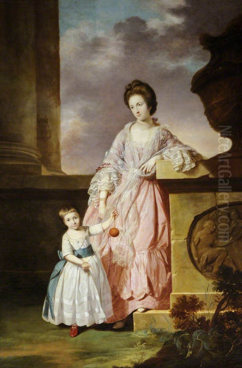 Lady Frances Greville, Lady Harpur (1744-1825) and her Son Henry Harpur, later Sir Henry Harpur Crewe, 7th Bt (1763-1819) Oil Painting by Tilly Kettle