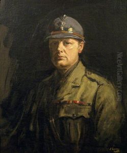 Winston Churchil (1874-1965) wearing a French Poilu's Steel Helmet