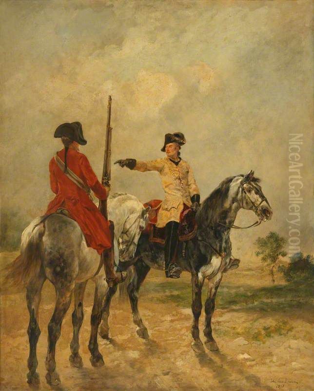 Two Cavalry Officers Oil Painting by John Lewis Brown