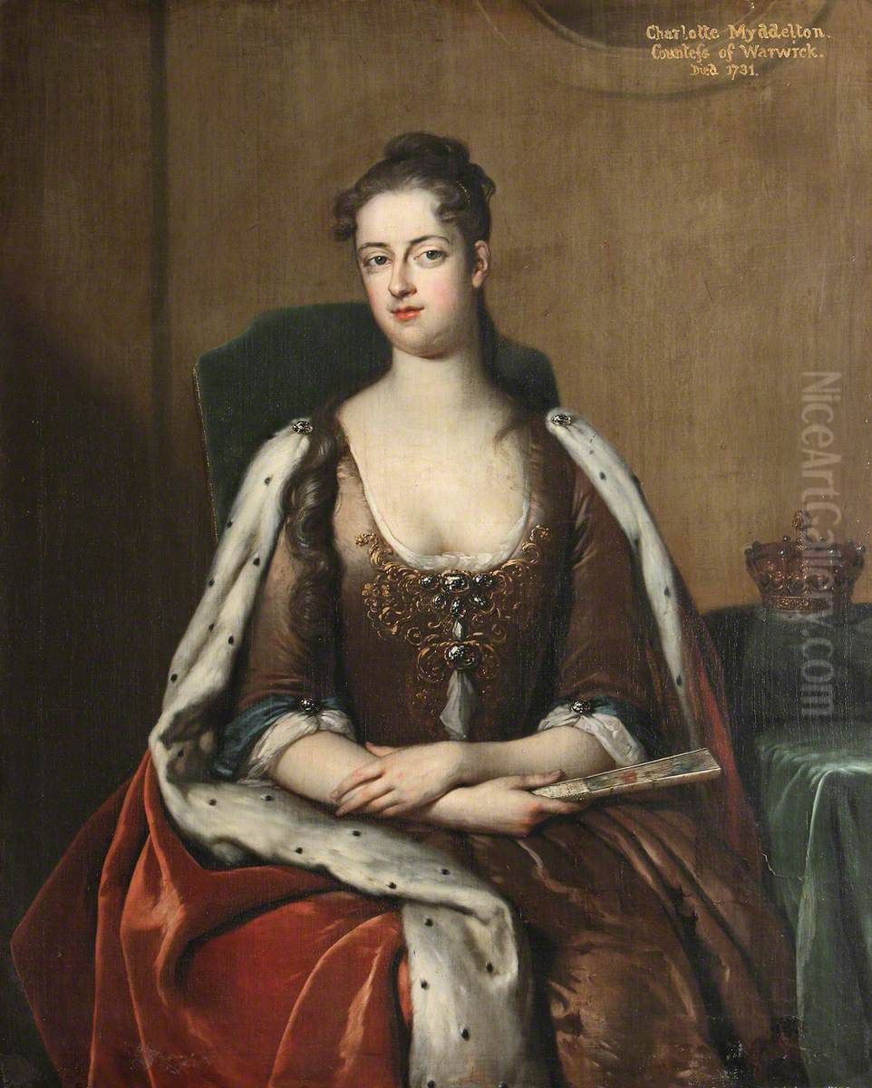 Charlotte Myddelton, Countess of Warwick (1680- 1731) Oil Painting by Herman van der Mijn