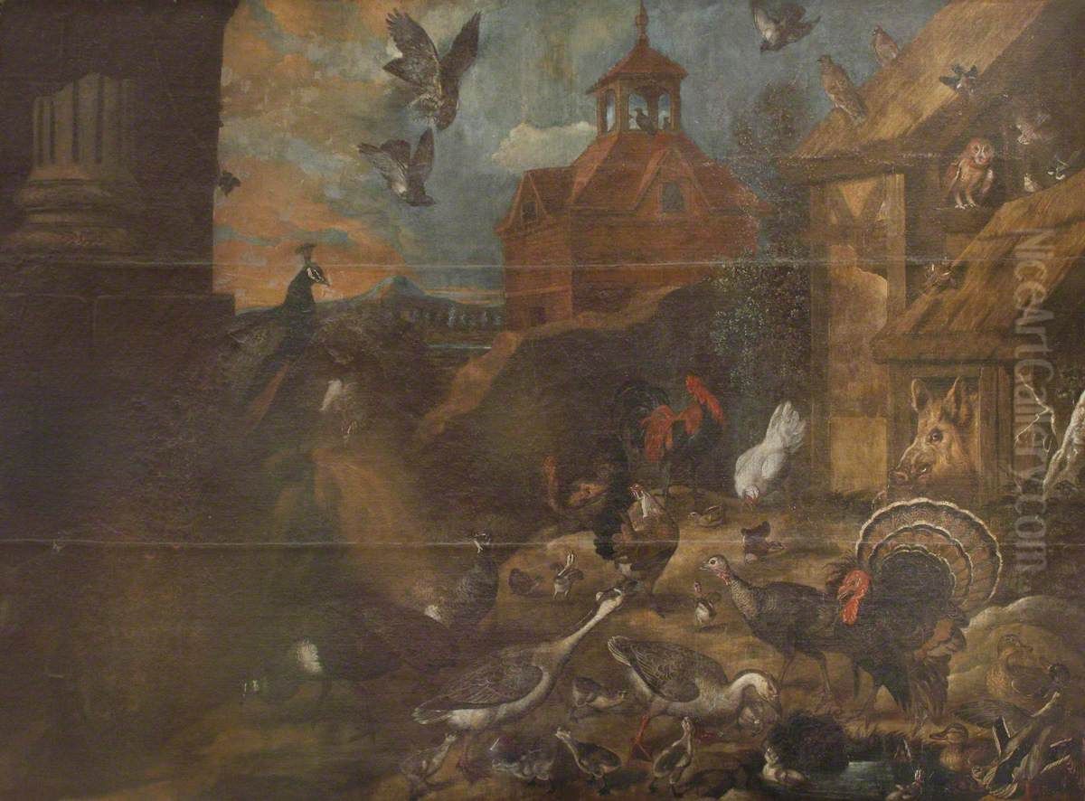 A Farmyard Oil Painting by Francis Barlow