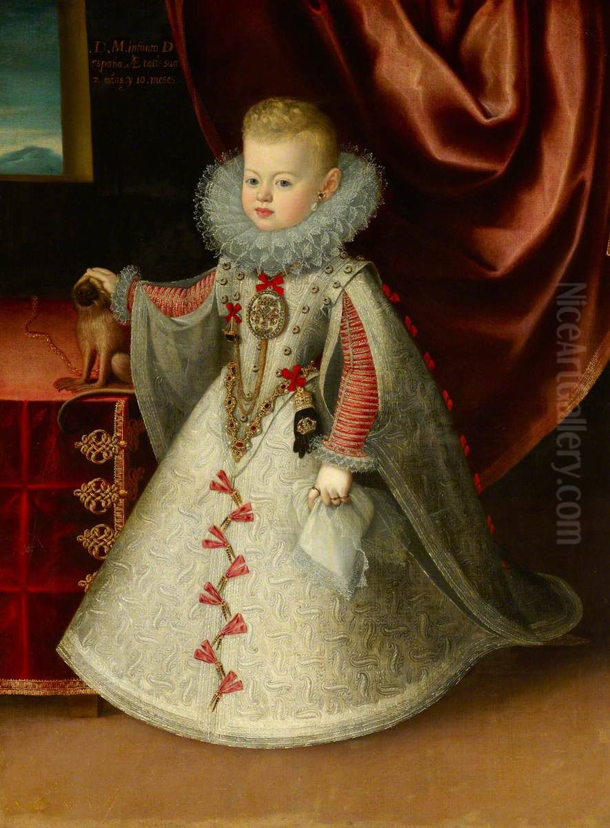 Maria Anna of Hapsburg, Infanta of Spain, later Archduchess of Austria and Holy Roman Empress and Queen of Hungary (1606-1646) Oil Painting by Juan Pantoja de la Cruz