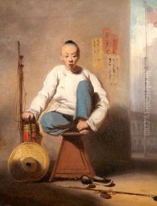 A Chinese Barber outside the American Factory in Canton (Guangzhou, China)