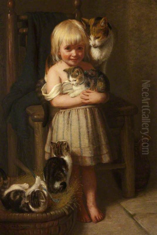 Edith Emmerson, aged 3 Oil Painting by Henry Hetherington Emmerson