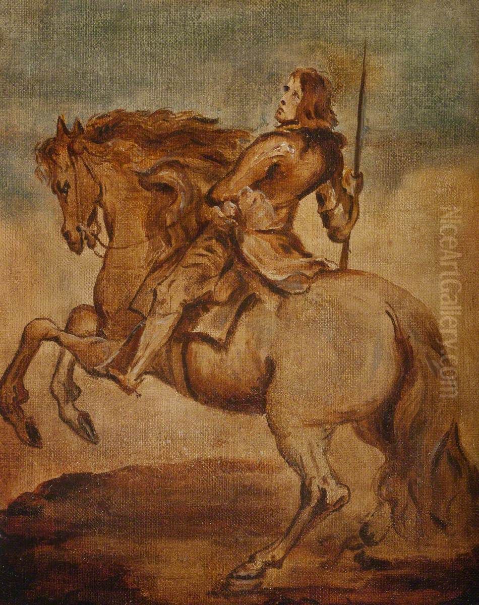 Giovanni Paolo Balbi (1607 - 1683) on a Rearing Horse (sketch) Oil Painting by Sir Anthony Van Dyck